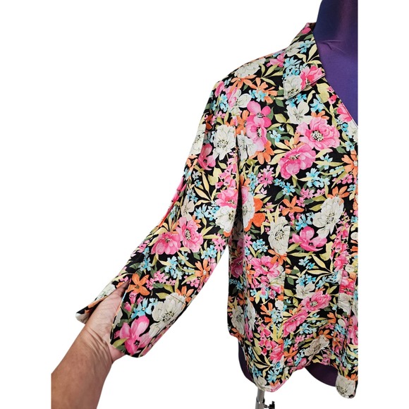 Vintage Talbots Floral Linen Button Down Shirt Woman Petites 16W Colorful C7 - Picture 6 of 11